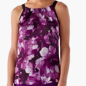 White House Black Market Purple Floral Blouse